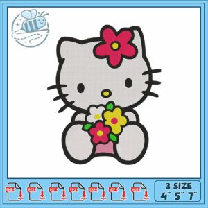 Hello kitty flowers embroidery