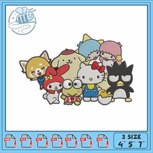 Hello kitty friends dog embroidery