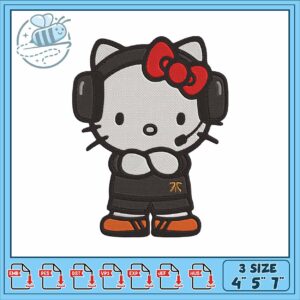 Hello kitty headphone embroidery