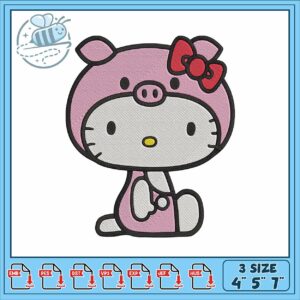 Hello kitty headpig embroidery