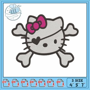 Hello kitty one eye embroidery