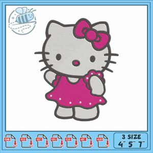 Hello kitty pink dress embroidery