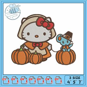 Hello kitty pumpkin embroidery