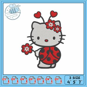 Hello kitty red cute embroidery