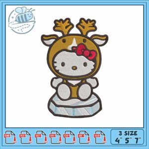 Hello kitty reineer embroidery