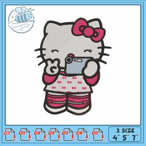 Hello kitty selfie embroidery