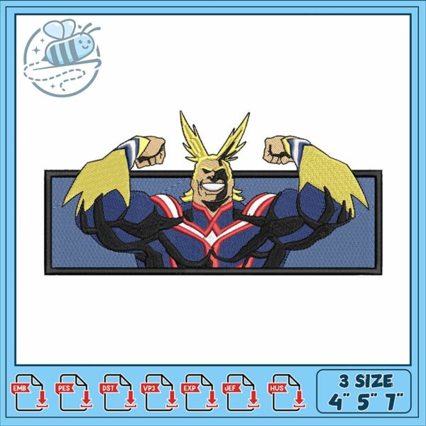 Heroic All Might Embroidery Design for Fans