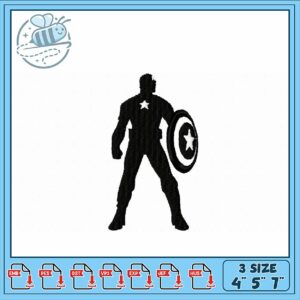 Heroic Shield Silhouette Embroidery Design 3 Sizes