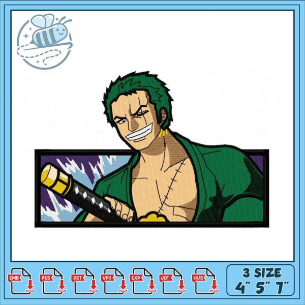 High Quality Zoro Embroidery Design Instant Download