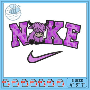 Highland Cow Nike Embroidery Design