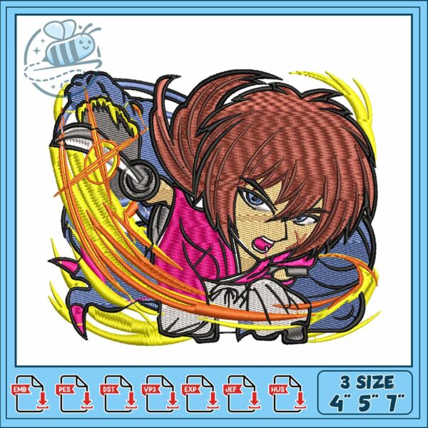 Himura kenshin design art embroidery, kenshin himura​ embroidery
