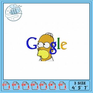 Homer Simpson Google Embroidery Design Files Size 4 5 7