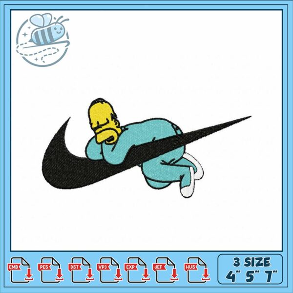Homer Simpson Nike Logo Embroidery Design File