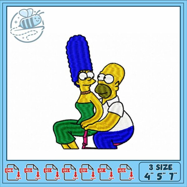 Homer and Marge Embroidery Design for Home Decor