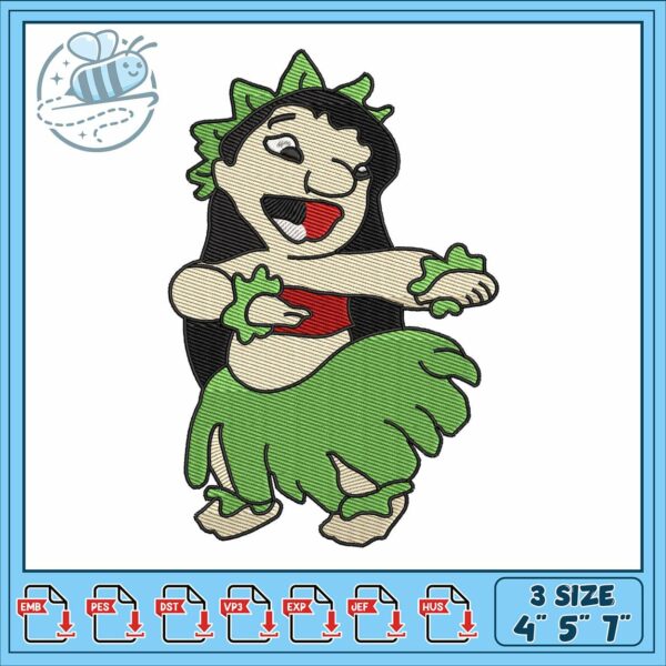 Hula dancing lilo art embroidery, disney hulo​ embroidery