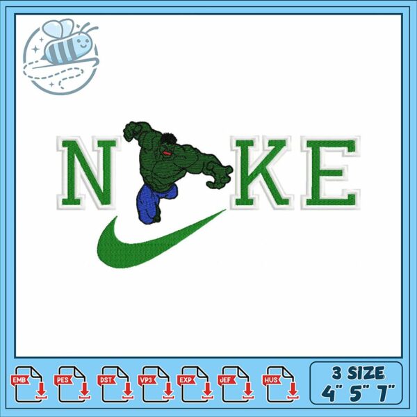 Hulk Inspired Nike Logo Embroidery Design File