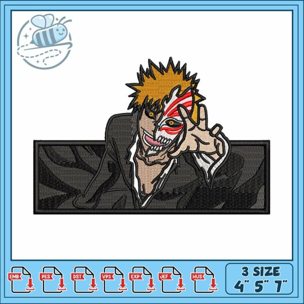 Ichigo box design art embroidery, ichigo kurosaki​ embroidery