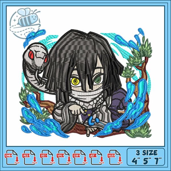 Iguro obanai design art embroidery, obanai iguro​​ embroidery