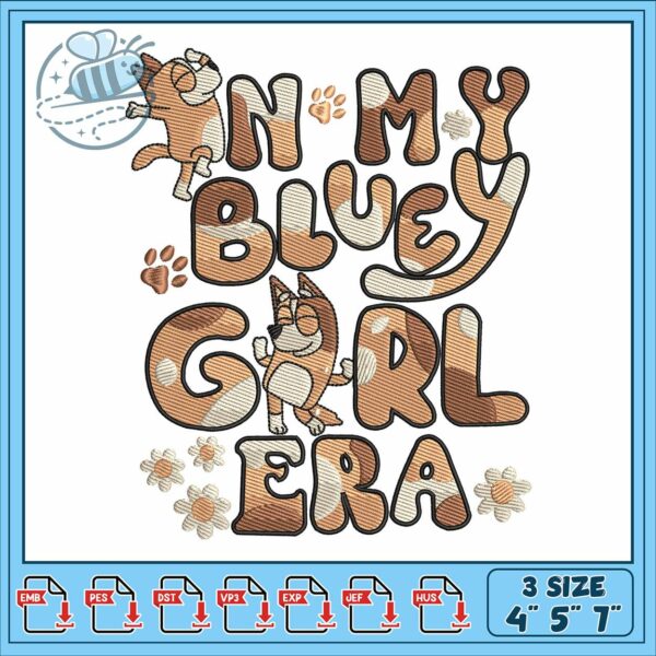 In my bluey girl embroidery, all bluey characters embroidery