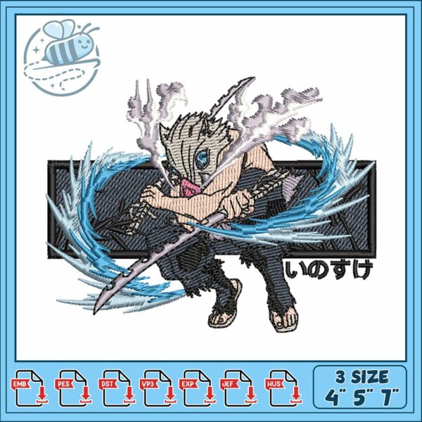 Inosuke frame art embroidery, inosuke face​ embroidery