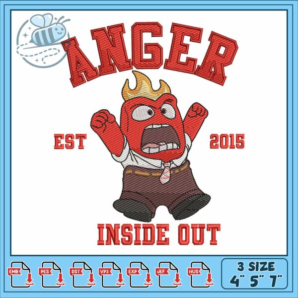 Inside out anger embroidery, anger inside out​ embroidery
