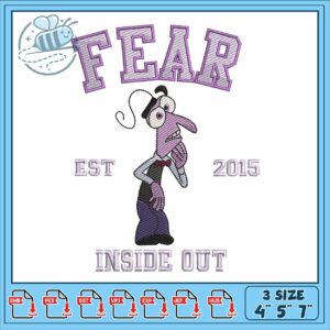 Inside out fear embroidery, fear inside out​ embroidery