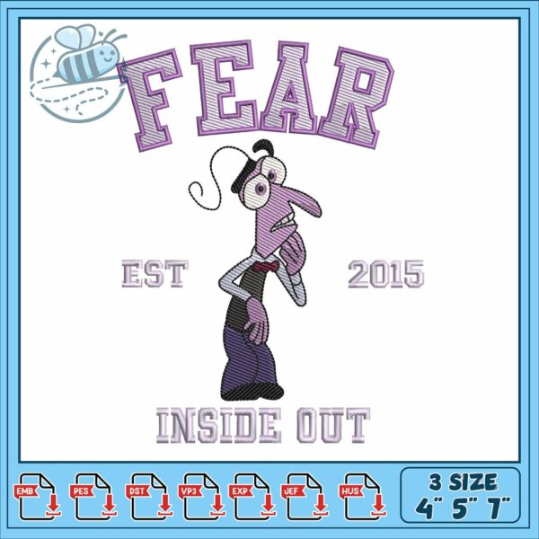 Inside out fear embroidery, fear inside out​ embroidery