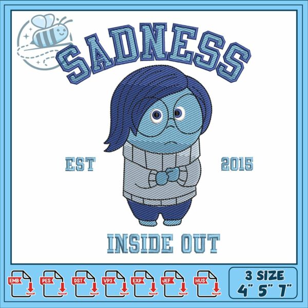 Inside out sadness embroidery, sadness inside out​ embroidery