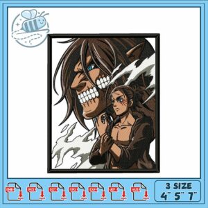 Intricate Embroidery Design Anime Inspired Art 3 Sizes
