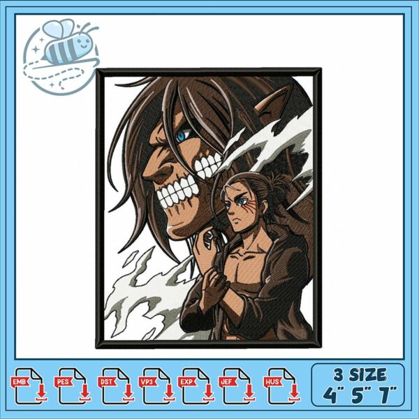 Intricate Embroidery Design Anime Inspired Art 3 Sizes