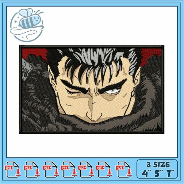 Intricate Embroidery Design of Bold Character Face