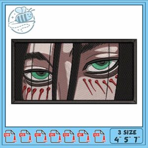 Intricate Embroidery Design of Intense Eyes Art