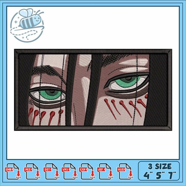 Intricate Embroidery Design of Intense Eyes Art
