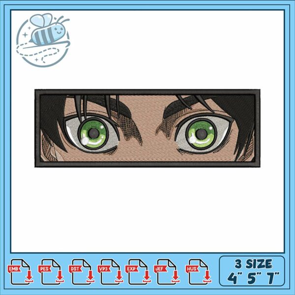 Intricate Embroidery Design of Stunning Green Eyes