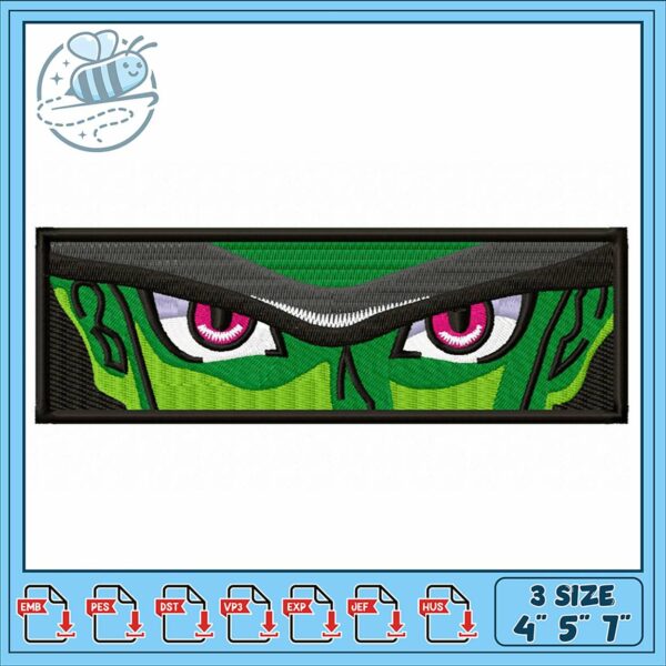 Intricate Green Eyes Embroidery Design for Crafts