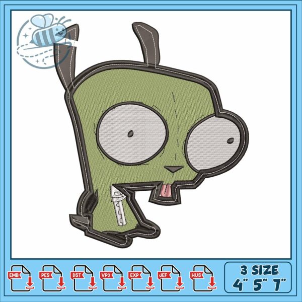 Invader cartoon embroidery, invader zim characters​ embroidery