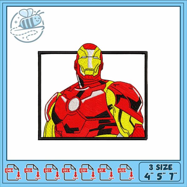 Iron Man Embroidery Design Multiple Sizes Available