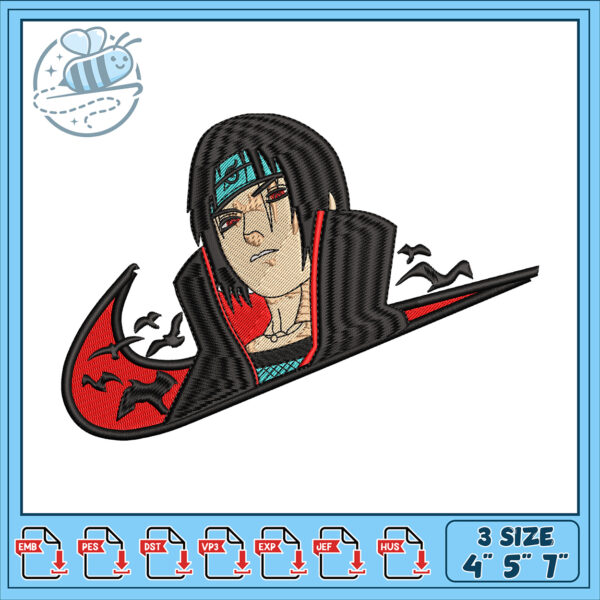 Itachi Uchiha Embroidery Design 4x5x7 Inch