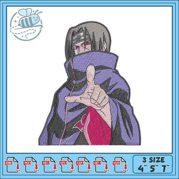 Itachi akatsuki design art embroidery, itachi uchiha​​ embroidery