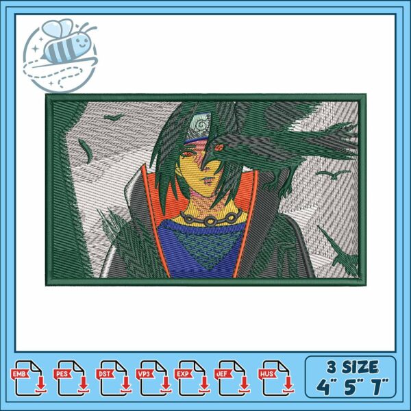 Itachi and crow design art embroidery, itachi wallpaper​ embroidery
