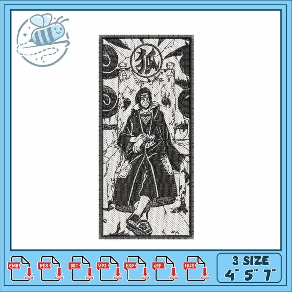 Itachi black design art embroidery, itachi crocs​​ embroidery