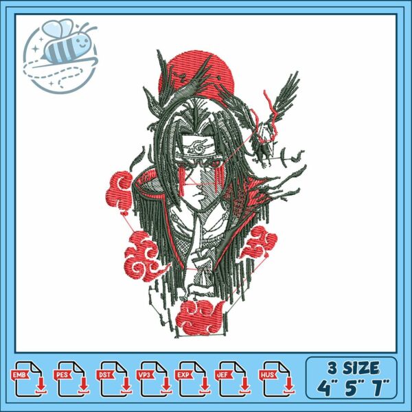 Itachi eagle design art embroidery, itachi eyes​ embroidery