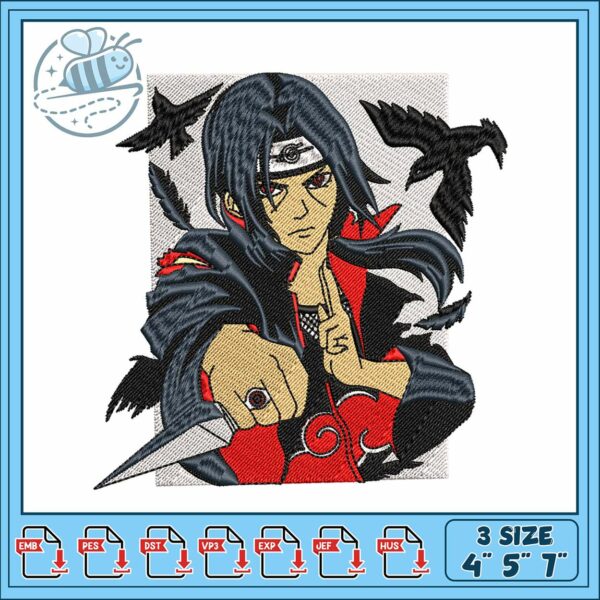 Itachi knife design art embroidery, shippuden itachi​ embroidery