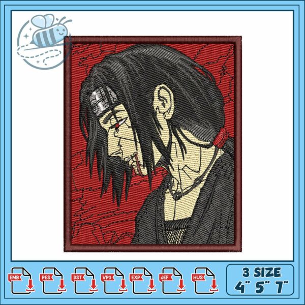 Itachi rectangle art design embroidery, itachi figure​ embroidery