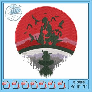 Itachi red moon design embroidery