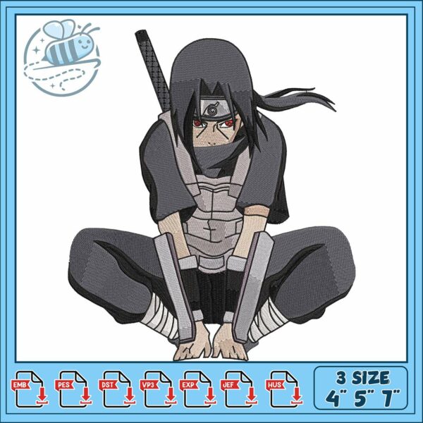 Itachi sentado design embroidery, anbu itachi​​ embroidery