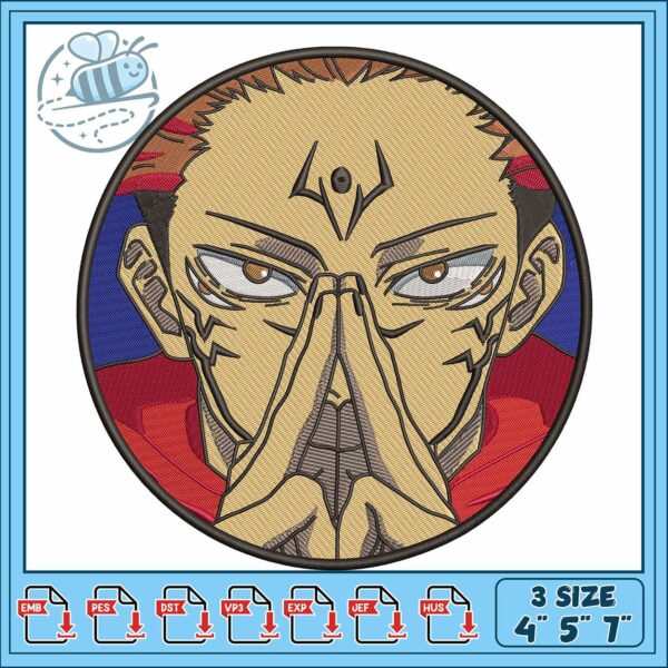 Itadori yuji jujutsu kaisen embroidery, yuji itadori​​ embroidery
