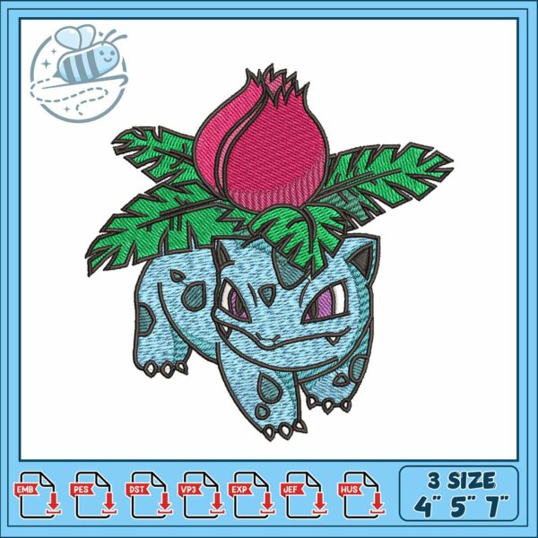Ivysaur art design embroidery, pokemon characters​ embroidery