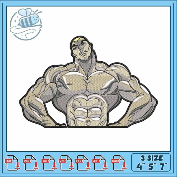 Jack hanma body design embroidery, jack hanma​ embroidery