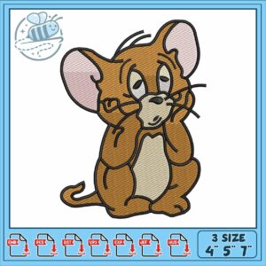 Jerry sad design embroidery